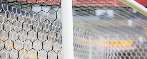 kameraoptimiertes Fußballtornetz wechselnde Farbmusterung 2-seitig