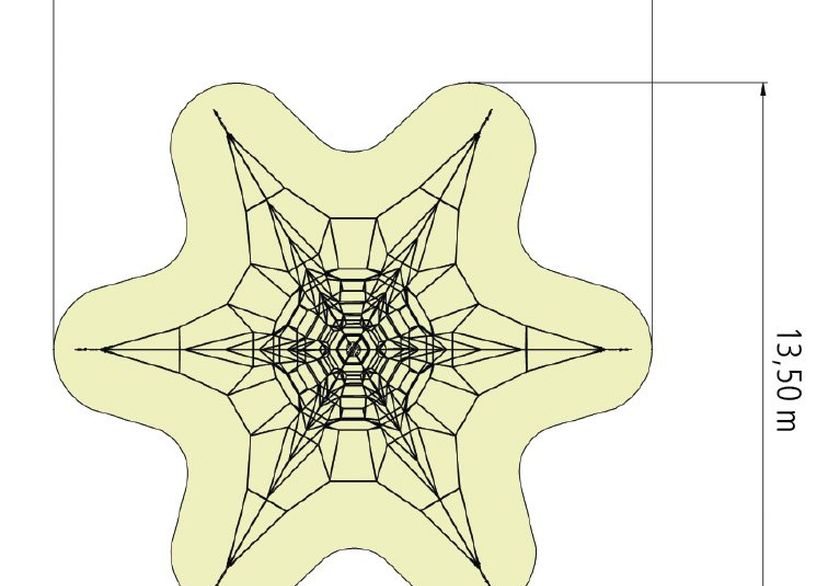 Seilpyramide SPIDER 8 mit 6 Abspannungen