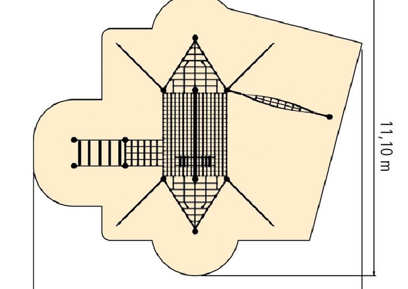 Spielschiff „Bellersdorf”, Standpfosten aus Eiche